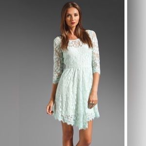 ✨RARE✨ Free People Floral Mesh Lace Dress in Mint